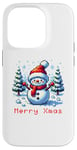 iPhone 14 Pro 8-Bit Pixel Art Style Snowman Winter Xmas Scene Case