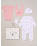 Rock A Bye Baby Girls Little and Loved Print 5-Piece Hanging Gift Set - Pink - Size Newborn