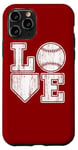 Coque pour iPhone 11 Pro Plaque vintage Love Baseball Mom Home pour amateurs de baseball