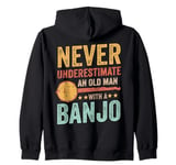 Old Man With A Banjo Player Music Playing Lover Musician Zip Hoodie