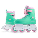 SMJ Sport Women's and Girls Ice Skates, Adjustable Size, Retro Style, ABEC7 Ball Bearings, Adjustable Roller Skates for Children and Adults, Mint/Pink (M(35-38))