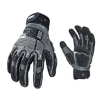 Vgo... Gants de travail en cuir de sécurité, gants d'impact, gants anti-vibration, résistants à l'eau, gants de mécanicien, gants de gréeur, robustes (CA7722WR,Gris,9/L,1Paire)