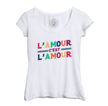 T-Shirt Femme Col Echancré L'amour C'est L'amour Lgbtq+ Gay Lesbien Pride