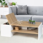 Idmarket - Table basse bar contemporaine izia - Avec coffre - Bois - Blanc