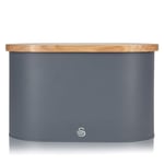 Swan Nordic Scandi Bread Bin with Bamboo Cutting Board Lid, Grey - SWKA17512GRYN