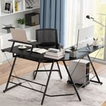 Design In - Bureau d'Angle l avec Rangement cpu et Plateau Coulissant - 126,5x130x94 cm CW89419