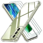 ivoler Coque pour Samsung Galaxy S21 FE 5G / 4G (Pas pour Samsung Galaxy S21) avec 3 Pièces Verre Trempé, Transparent Étui de Protection en Silicone Antichoc, Clair Mince Souple TPU Bumper Housse