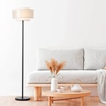 Brilliant 1 lampadaire de style nature - Lampadaire décoratif avec interrupteur à pied - Convient pour ampoule E27 en métal/textile/papier, en noir/beige - Ø 36 cm et hauteur 1,53 m