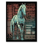 Artery8 Horse Equine Robot Hybrid Secret Military Schematic Blueprint Futuristic Complex Arcane Manuscript Gift For Him Man Cave Artwork Framed Wall Art Print A4