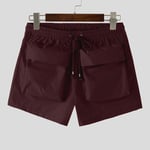 UK Mens Summer Elastic Waist Casual Loose Shorts Wide-Leg Bottoms Cargo Pants