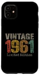 Coque pour iPhone 11 Vintage 1961 Édition limitée 64e anniversaire Cadeaux 64 ans