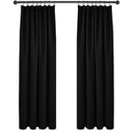 Deconovo Lot de 2 Rideaux Isolant Thermique Anti Froid Occultants Galon Fronceur Salon Désign Moderne Rideau Chambre 107x160cm, Maison Balcon Fenêtre Cuisine Halloween Noir Bureau Adult