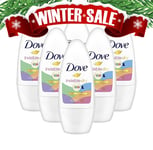 Dove Invisible Dry Colors Roll-On Deodorant 50ml 3, 6 Pack