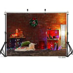 Brick wall string lights decoration Christmas photography background children vinyl background baby family shooting background props 2.1x1.5m
