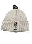 Polo Ralph Lauren Mens Bear Cotton Beanie Hat | Light Grey | Winter | One Size