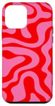 Coque pour iPhone 12 mini Simple abstrait rose et rouge ondulé tourbillon