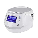 Yum Asia Sakura Rice Cooker with Ceramic Bowl and Micom Fuzzy Logic / 6 Rice Cooking Functions, 6 Multicooker Functions, Motouch LED Display (1.5 Litre) 220-240V UK/EU Power (White and Silver)