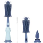 Vicloon Goupillon Bébé en Silicone, 3 en 1 Nettoyage Biberon Brosse,Goupillon Biberon et Tétine pour Toutes Les Tailles de Biberons,sans BPA Durable et sans Rayures (Bleu)