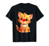 Red Cat Nose Funny Day 2024 Red Cat Nose Cat Kids Girls Boys T-Shirt