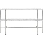 GUBI-TS Console Sidebord 120x30x72 cm, Poleret Stål / Hvidt Carrara marmor