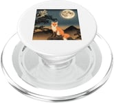 Dream Fox Night avec un paysage de kanji japonais à la pleine lune PopSockets PopGrip pour MagSafe