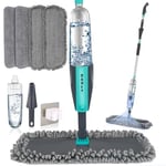 Microfiber Spray Mop for Floor Cleaning Wet Dry, 360 Degree Spin Dust Home Kitchen Hardwood Floor Flat Mops with 360ML Refillable Bottle Include 4 Microfiber Reusable Pads 1 Scrubber and 1 Mop Holder