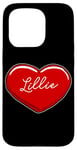 Coque pour iPhone 15 Pro Lillie Cœur dessiné à la main Motif prénom I Love Lillie