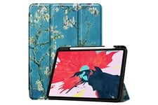 Magunivers Housse et étui pour tablette Etui en pu + tpu impression de motifs avec support tri-pliure fleur pêche votre apple ipad pro 11 pouces (2020)