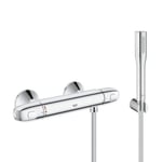 Set de douche Mitigeur thermostatique Grohtherm 1000 + Douchette stick 1 jet Euphoria Cosmopolitan, Chrome (34550000-Euphoria)