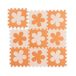 Relaxdays Tapis Puzzle Fleurs, 9 pièces Enfants bébés, Mousse EVA, sans polluants, Surface 91,5 x 91,5 cm, Orange-Beige