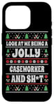 Coque pour iPhone 16 Pro Funny Caseworker Ugly Christmas Design Christmas Social Worker