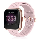 Runostrich Sport Strap Compatible with Fitbit Versa 2/Fitbit Versa/Versa Lite/SE, Soft Silicone Band Replacement Breathable Wristband Accessories for Smart Fitness Watch for Women Men (Sand Pink)