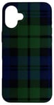 Coque pour iPhone 16 Plus Plaid écossais vert noir