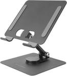 Support pour Tablette et Convertible 2en1 jusqu'à 13"", Pivotant à 360° + Hauteur et Angle Réglable à 180°, Support Tablette Léger en Acier Pliable, Antidérapant, Noir