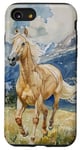 Coque pour iPhone SE (2020) / 7 / 8 Aquarelle Running Palamino Horse in Meadow