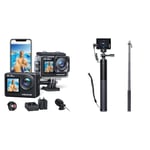 WOLFANG Caméra Sport GA200 4K30FPS & Ensemble de Selfie Stick Rechargeable