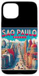 Coque pour iPhone 15 Plus Sao Paulo Souvenirs Brésil Voyage Vintage Retro City Skyline