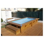 Piscine hors sol bois rectangulaire - 200x350x71cm -Liner Bleu - SUNWATER  