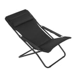 LAFUMA MOBILIER - Bain de Soleil Matelassé Pliant Multiposition TRANSABED -Toile AirComfort Résistante -Chaise Longue Terrasse, Piscine et Jardin -3 Positions, Tout Confort, Fabriqué en France -ACIER