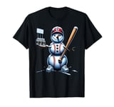 Starry Night Christmas Snowman football Snowy Night T-Shirt