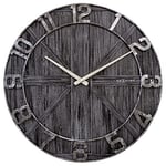 Grande horloge murale - 50cm - Silencieux - Noir - Bois - Métal - "York" - NeXtime