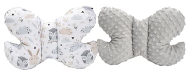 Medi Partner Oreiller pour bébé Papillon 100% coton en peluche Minky pour enfant soutien du cou pour voiture poussette voyage sommeil oreiller cervical rouleau de répétition