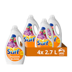 Surf Passion Bloom Laundry Washing Liquid 400 washes with a joy-infused fragrance with natural essential oils lasting up to 12 hours in wear Detergent for brilliantly clean results (4x 2.7 L)