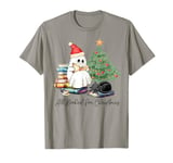 All Booked for Christmas Ghost Santa Christmas Book Tree T-Shirt