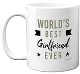 Anniversary Mugs for Her - Worlds Best Girlfriend Ever Mug - Girlfriends Birthday Gifts, Valentines Day Present, Gift Ideas for Women, 11oz Ceramic Dishwasher Microwave Safe Coffee Mugs Cup