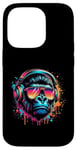 Coque pour iPhone 14 Pro Monkey DJ Disco Music Lover Gorilla Chimpanzee Casque audio