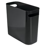 mDesign Bathroom Bin - Bedroom Bin & Rubbish Bin For Bedrooms, Bathrooms, Home and Offices - Practical Waste Paper Bins - Black