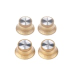 Musiclily Gold Plastic Metric 2 Volume 2 Tone Knobs Top Hat For Les Paul Guitar