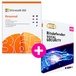 Pack Microsoft 365 Personnel + Bitdefender Total Security - 3 appareils - Renouvellement 1 an