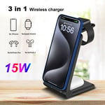 3In1 Wireless Charger Charging Station For Apple Watch Air Pods iPhone 15 14 13